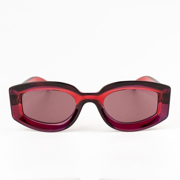 NEW Gucci GG1719S 004 Transparent Red Violet Women Square Sunglasses GG 1719S - Picture 1 of 12